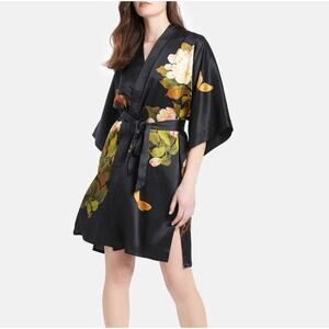 kim + ono black peony & butterfly robe